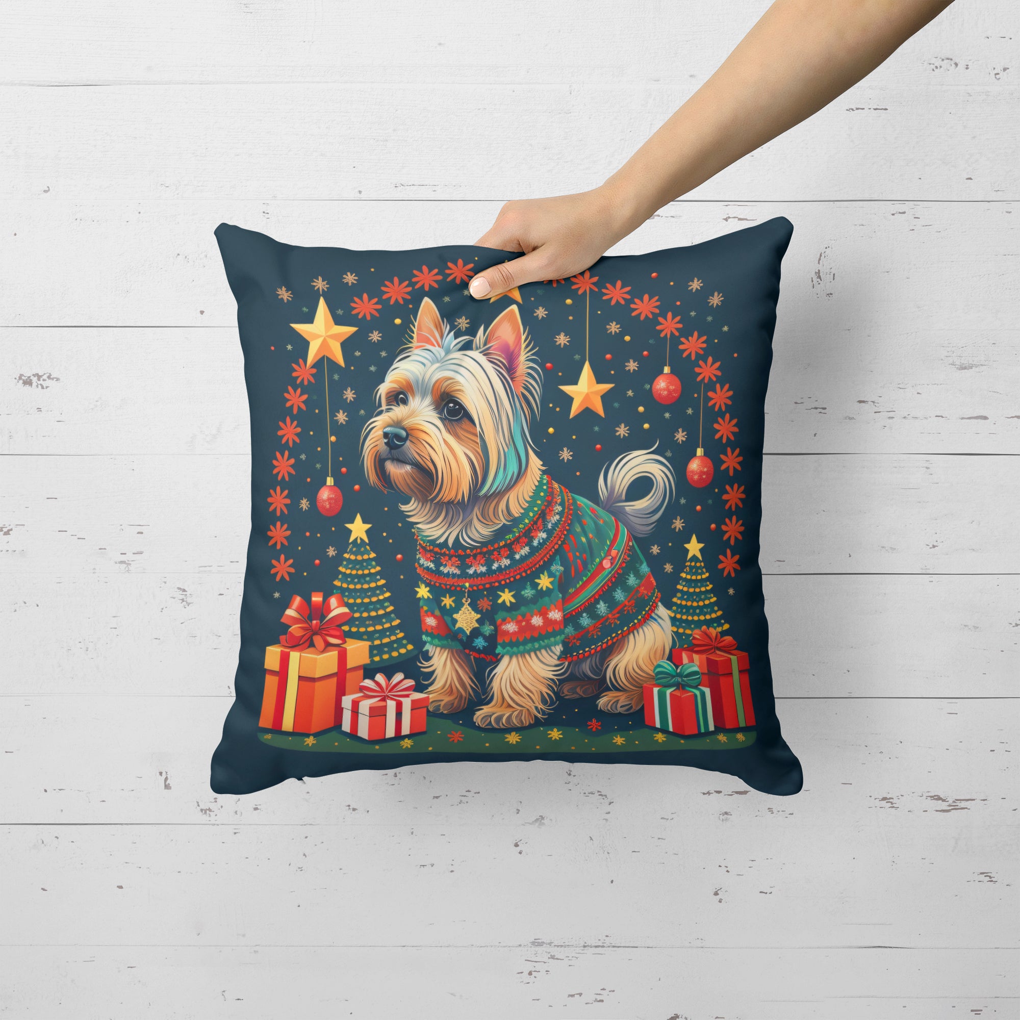 Buy this Silky Terrier Christmas Fabric Decorative Pillow
