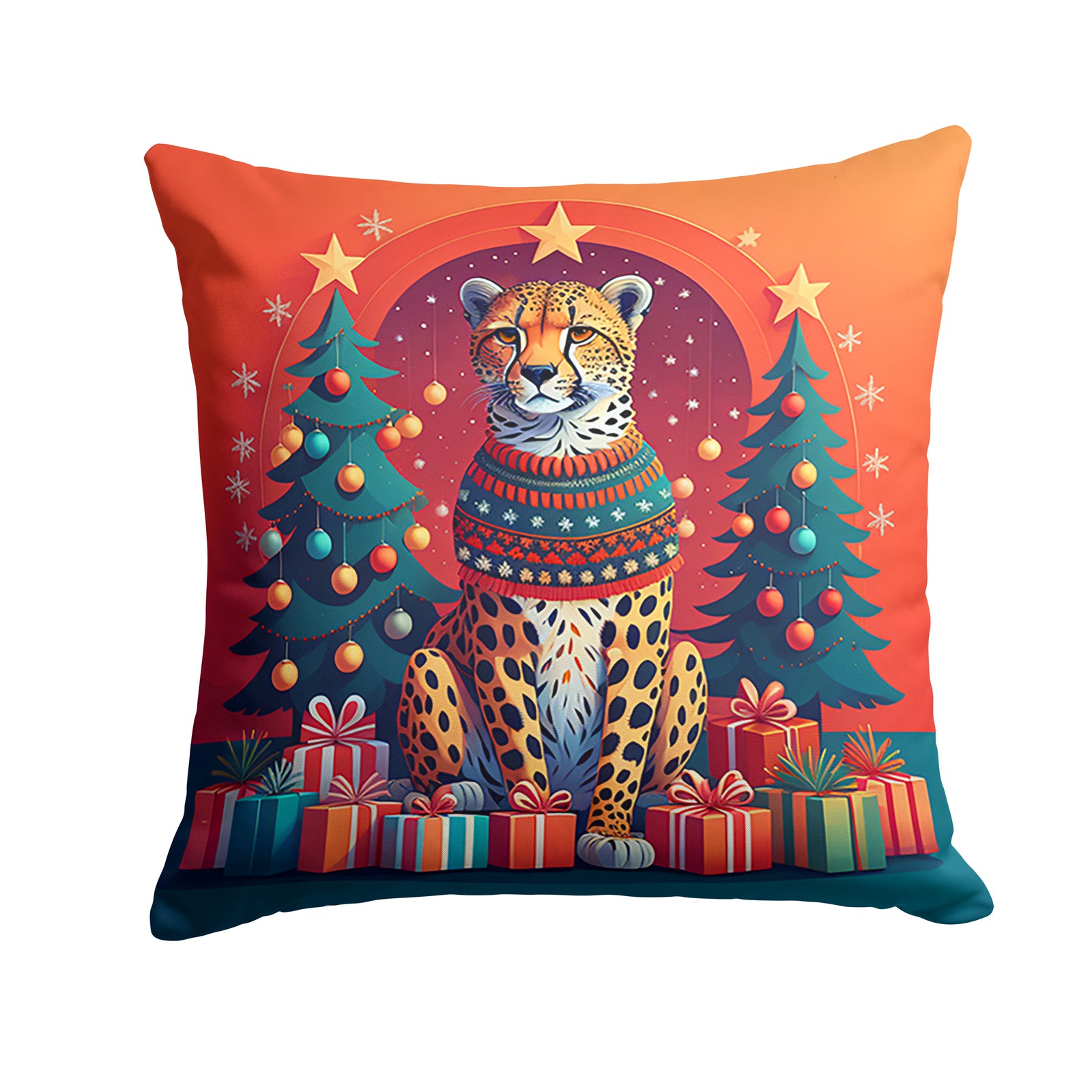 Buy this Cheetah Christmas Fabric Decorative Pillow