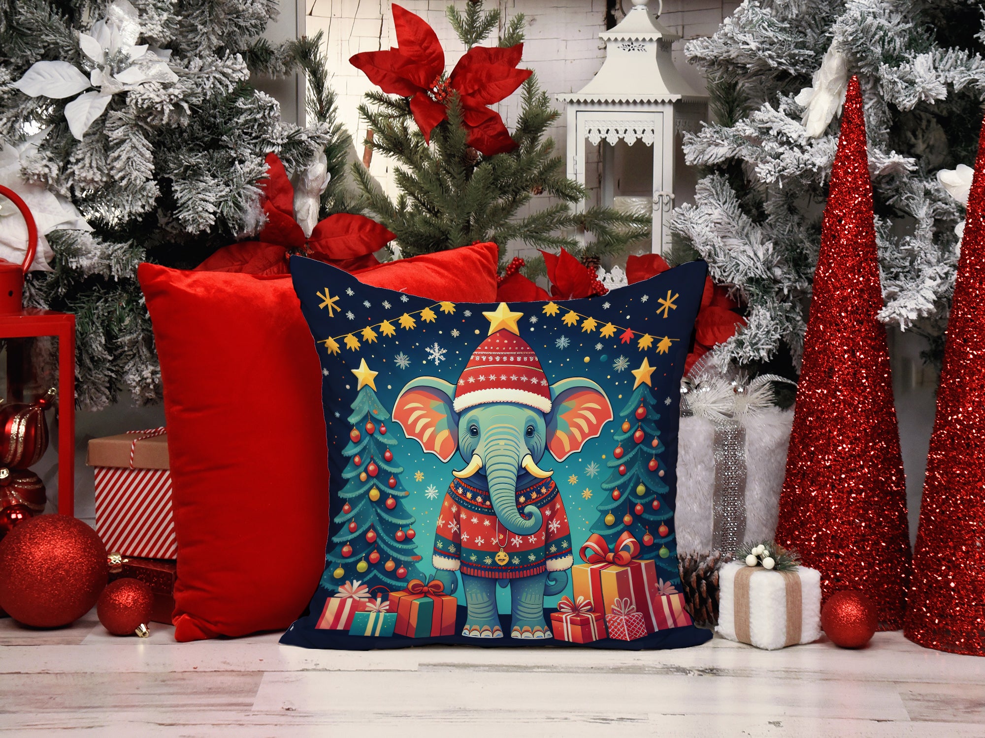 Buy this Elephant Christmas Fabric Decorative Pillow