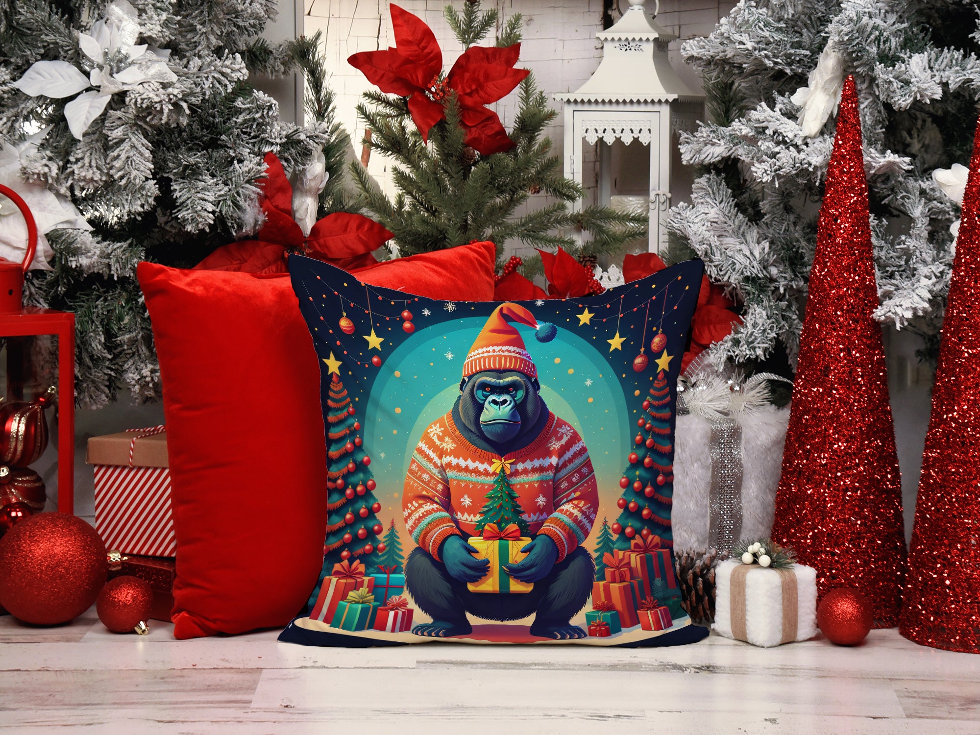 Buy this Gorilla Christmas Fabric Decorative Pillow