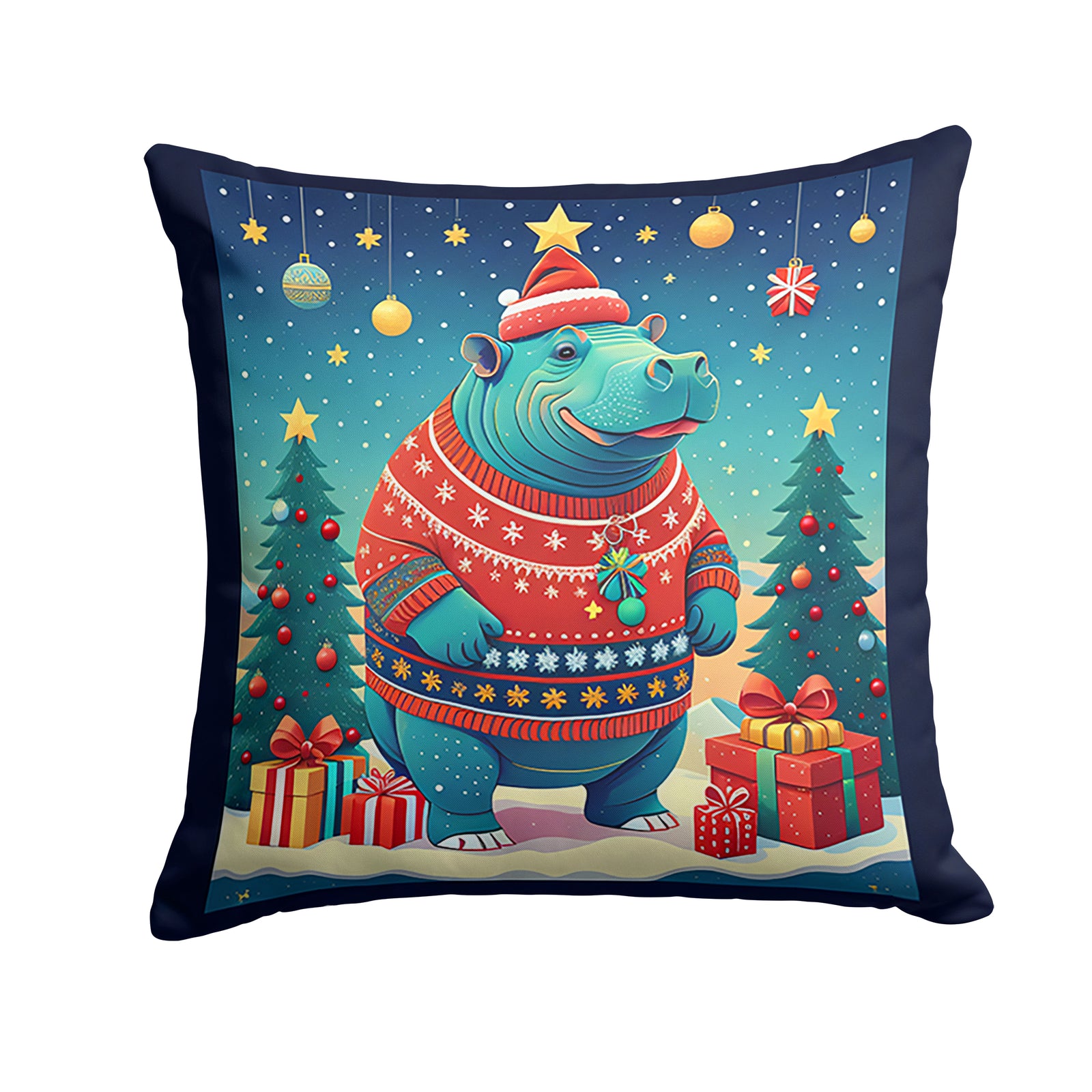 Buy this Hippopotamus Christmas Fabric Decorative Pillow
