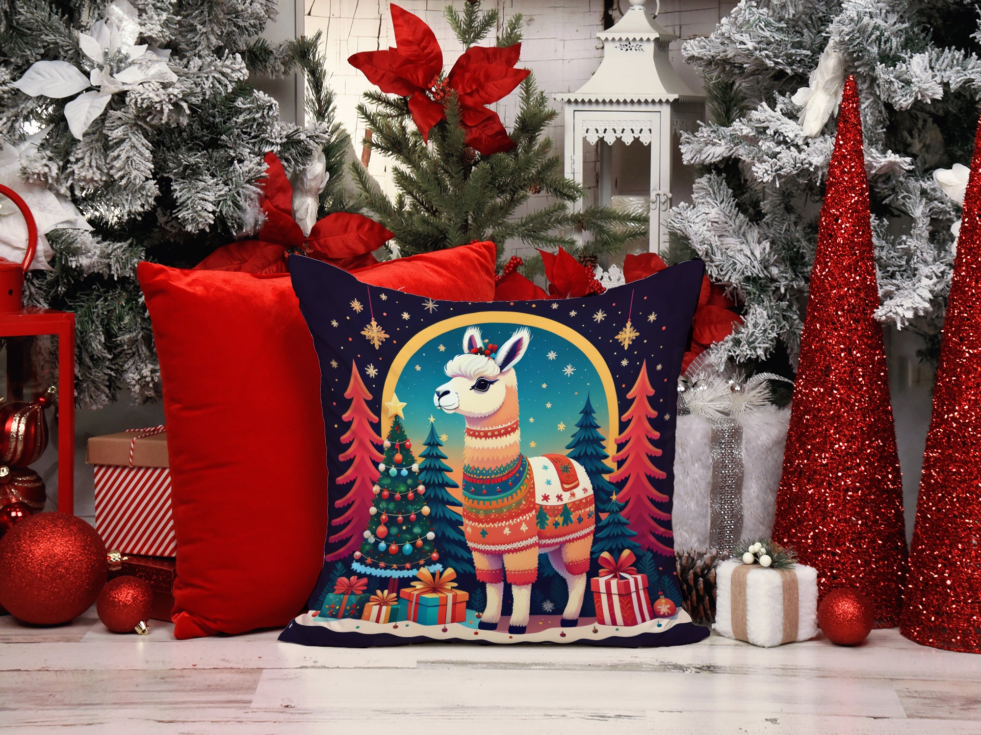 Buy this Llama Christmas Fabric Decorative Pillow