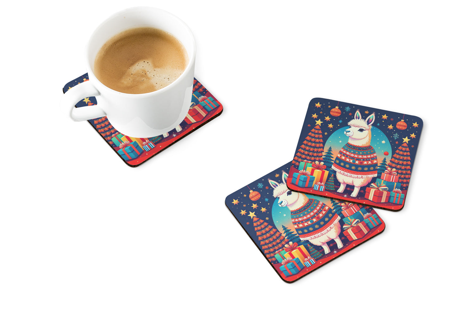 Buy this Llama Christmas Foam Coaster Set of 4