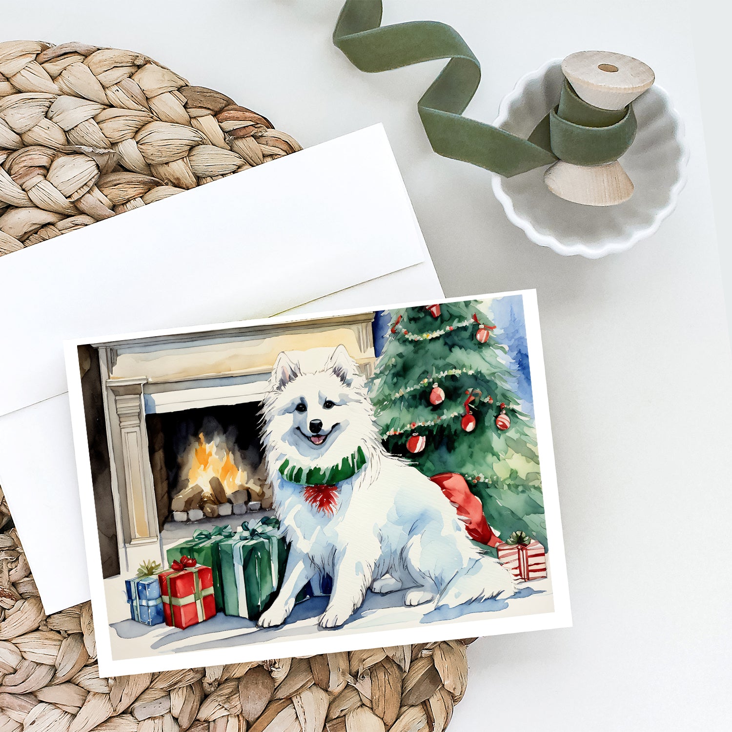 Buy this American Eskimo Christmas Greeting Cards and Envelopes Pack of 8