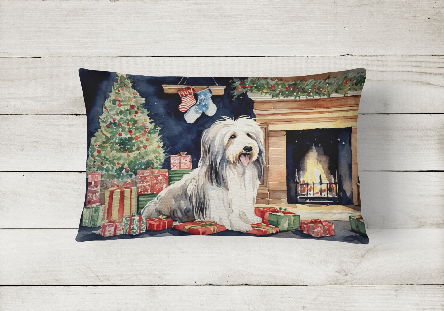 Buy this Bearded Collie Christmas Fabric Decorative Pillow
