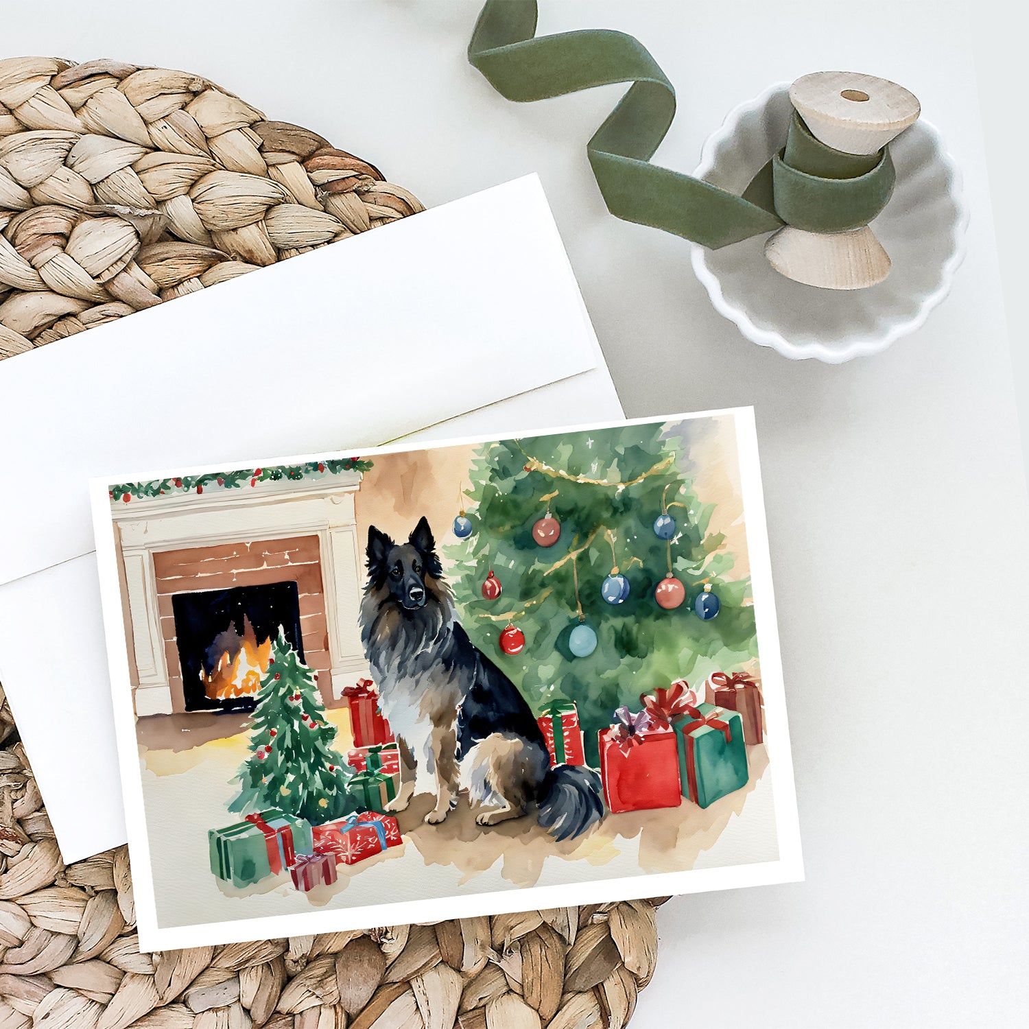 Buy this Belgian Tervuren Christmas Greeting Cards and Envelopes Pack of 8