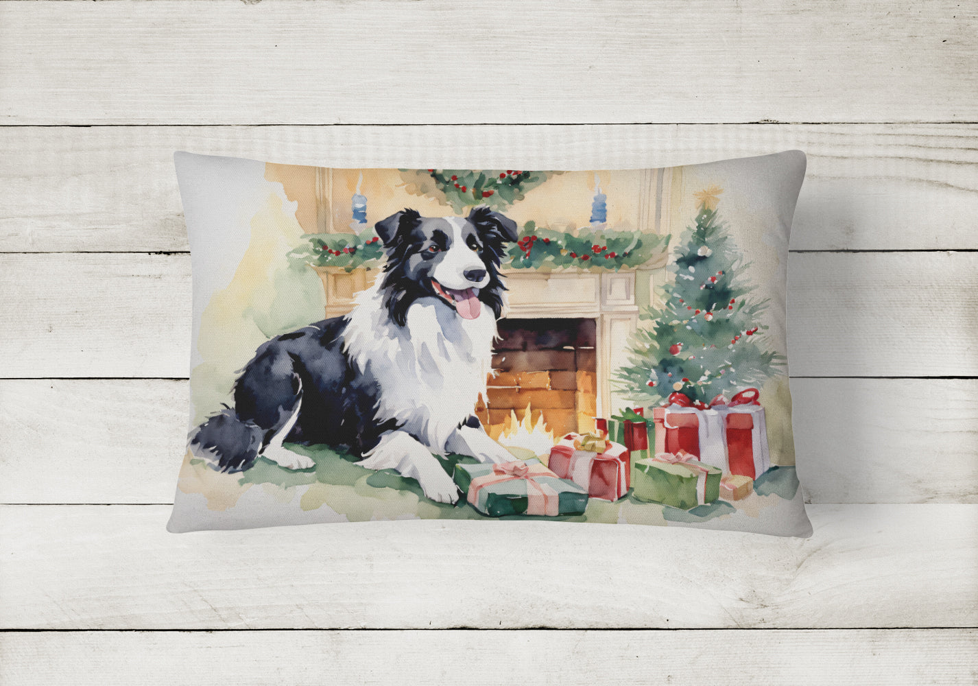 Buy this Border Collie Christmas Fabric Decorative Pillow