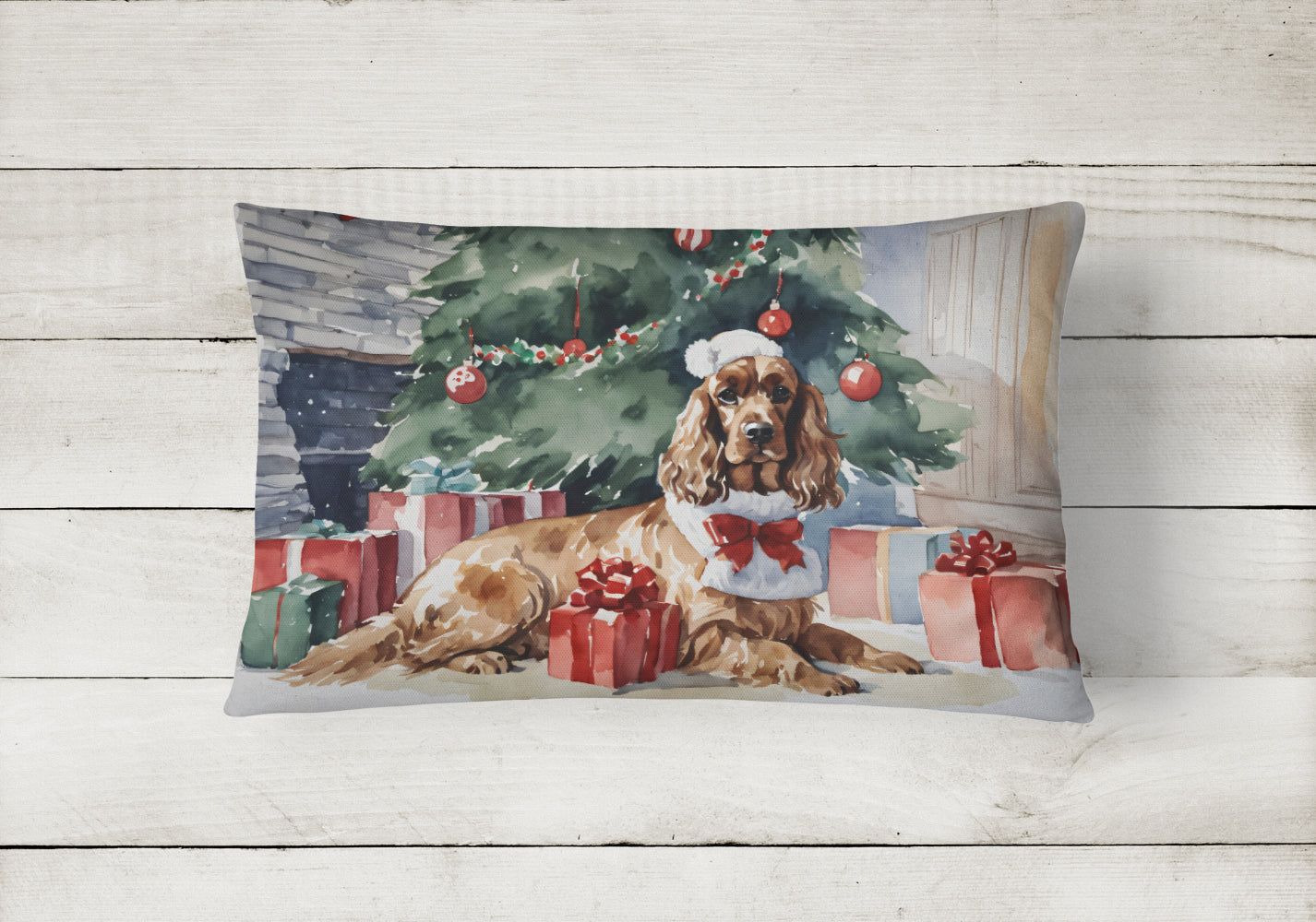 Buy this Cocker Spaniel Christmas Fabric Decorative Pillow