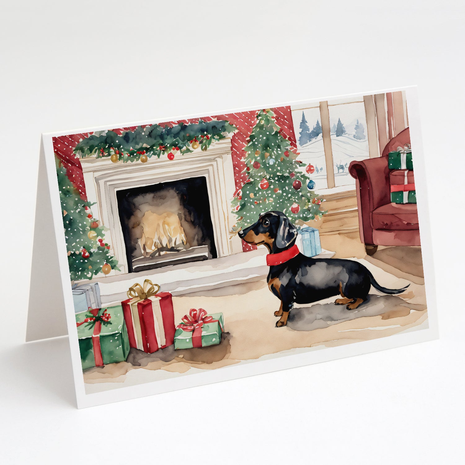 Buy this Black and Tan Dachshund Christmas Greeting Cards and Envelopes Pack of 8