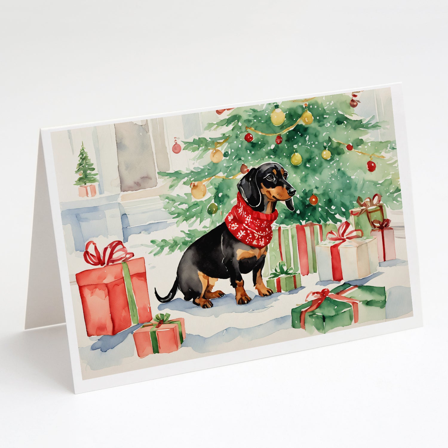 Buy this Black and Tan Dachshund Christmas Greeting Cards and Envelopes Pack of 8
