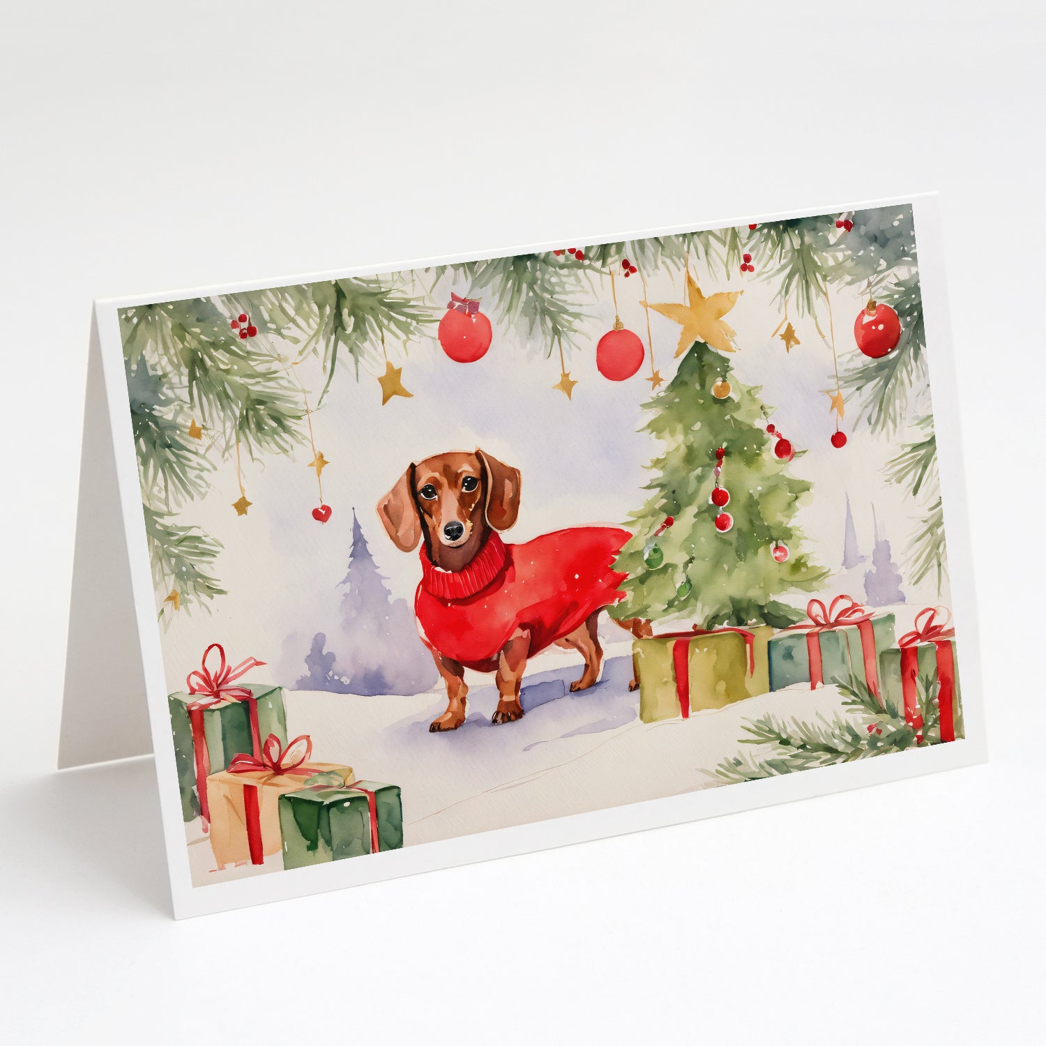 Buy this Dachshund Christmas Greeting Cards and Envelopes Pack of 8