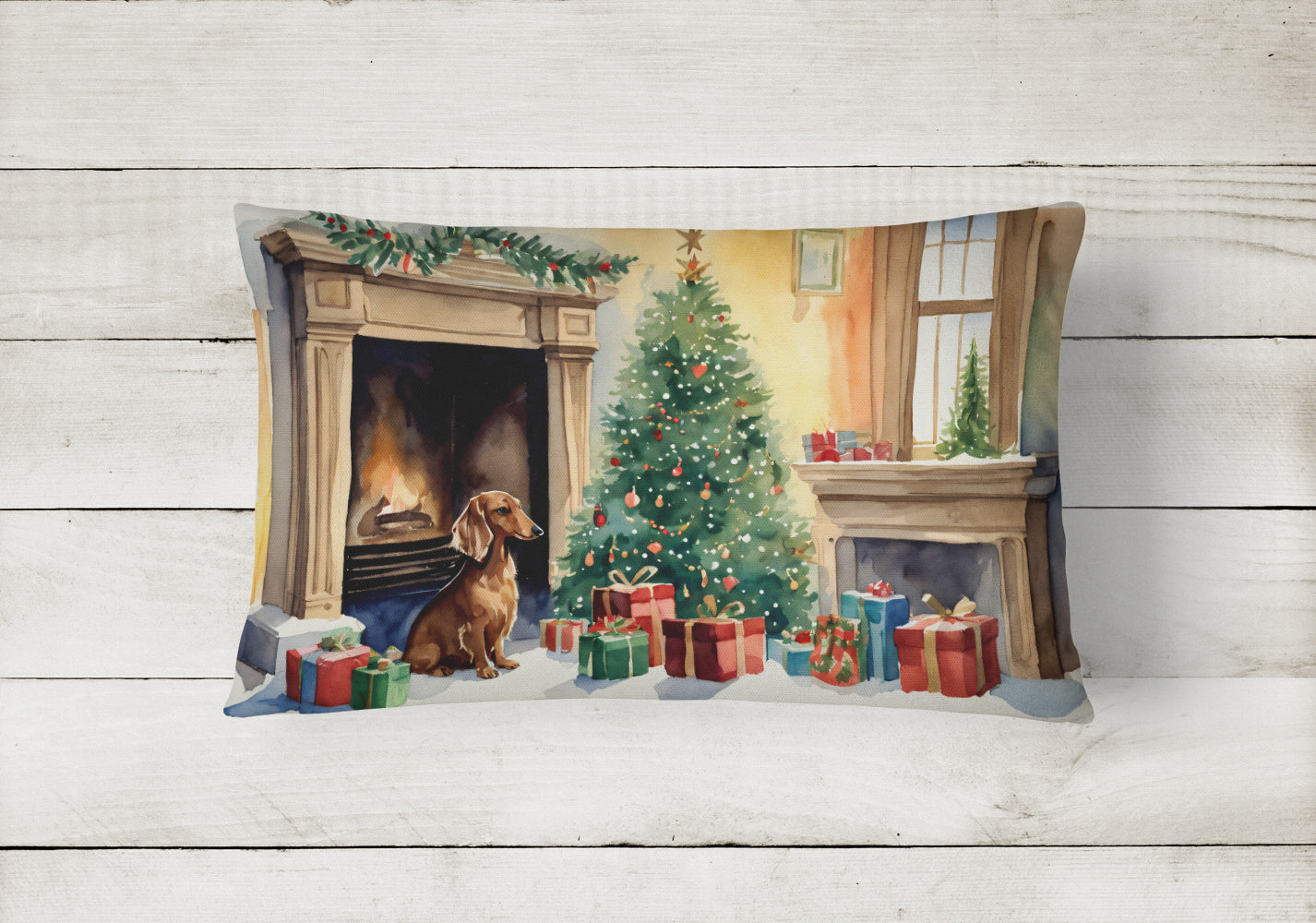 Buy this Dachshund Christmas Fabric Decorative Pillow