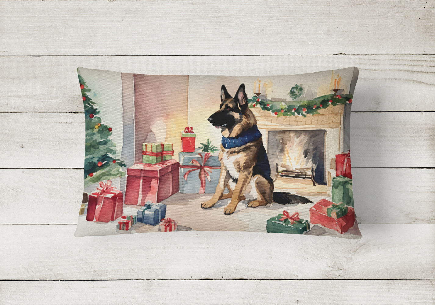 German Shepherd Christmas Fabric Decorative Pillow