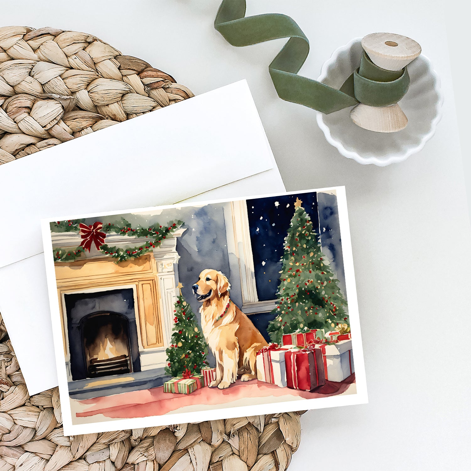 Buy this Golden Retriever Christmas Greeting Cards and Envelopes Pack of 8