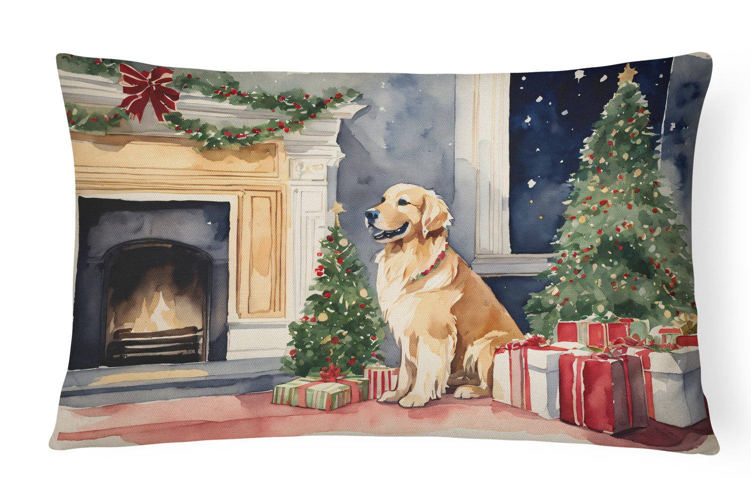 Buy this Golden Retriever Christmas Fabric Decorative Pillow