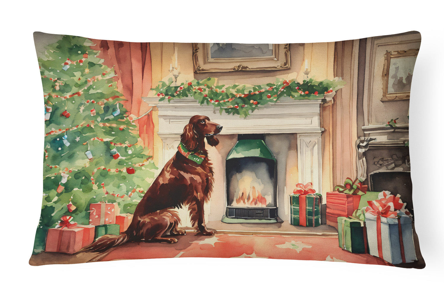 Buy this Irish Setter Christmas Fabric Decorative Pillow