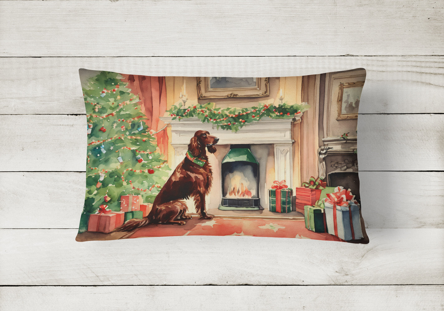 Buy this Irish Setter Christmas Fabric Decorative Pillow
