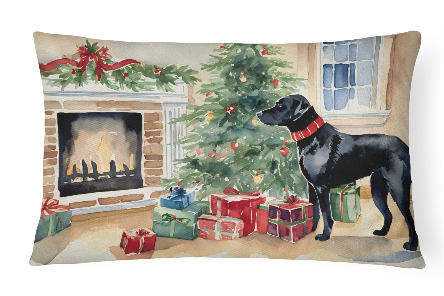 Buy this Black Labrador Christmas Fabric Decorative Pillow