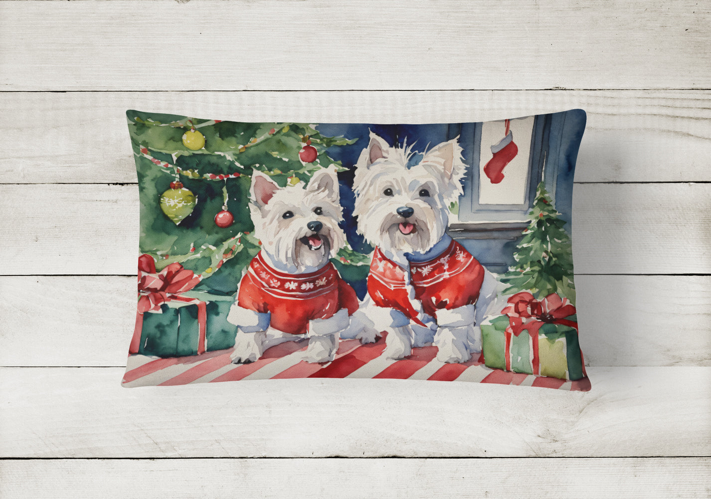Westie Christmas Fabric Decorative Pillow