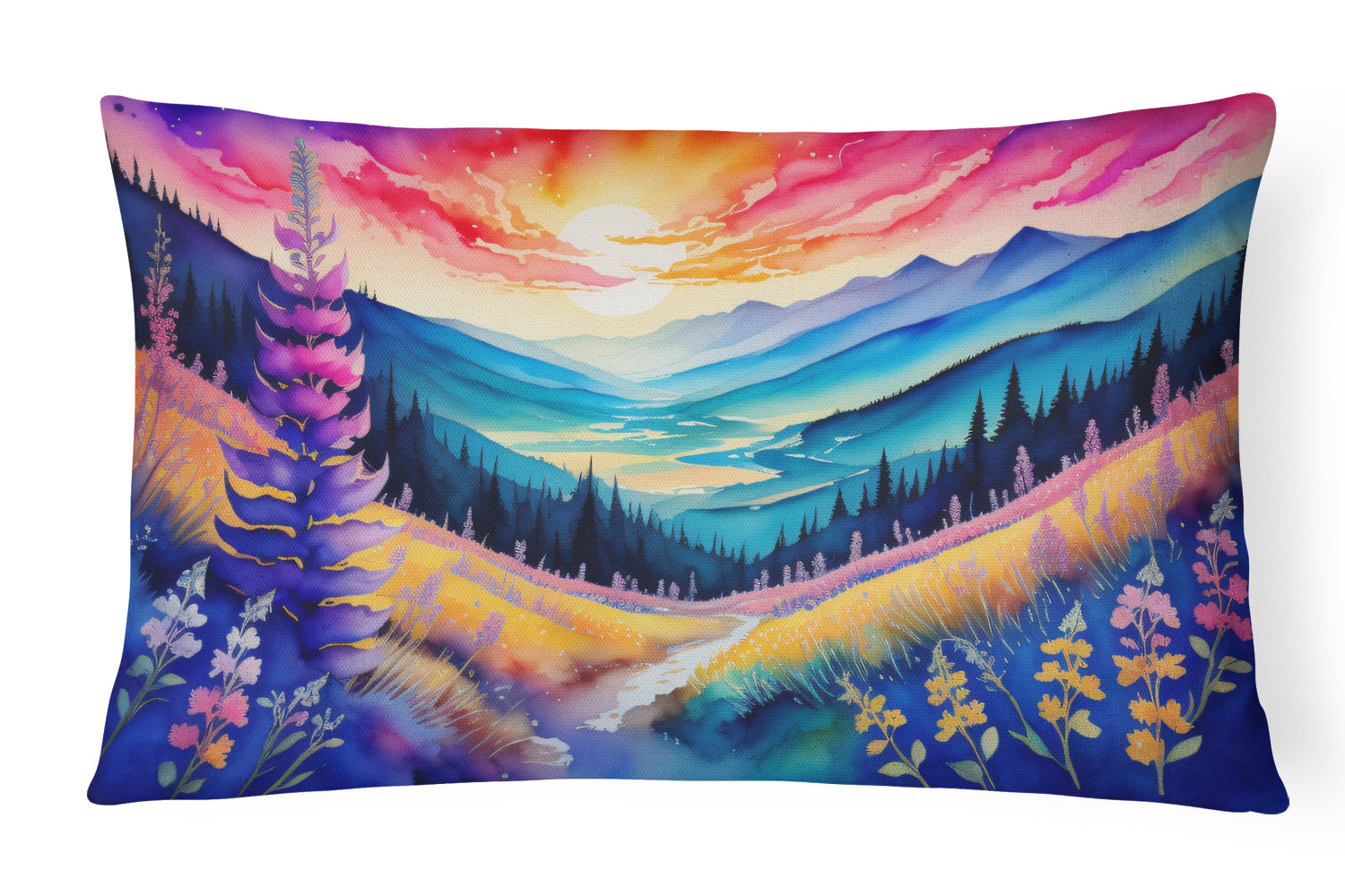 Buy this Annual Larkspur in Color Fabric Decorative Pillow