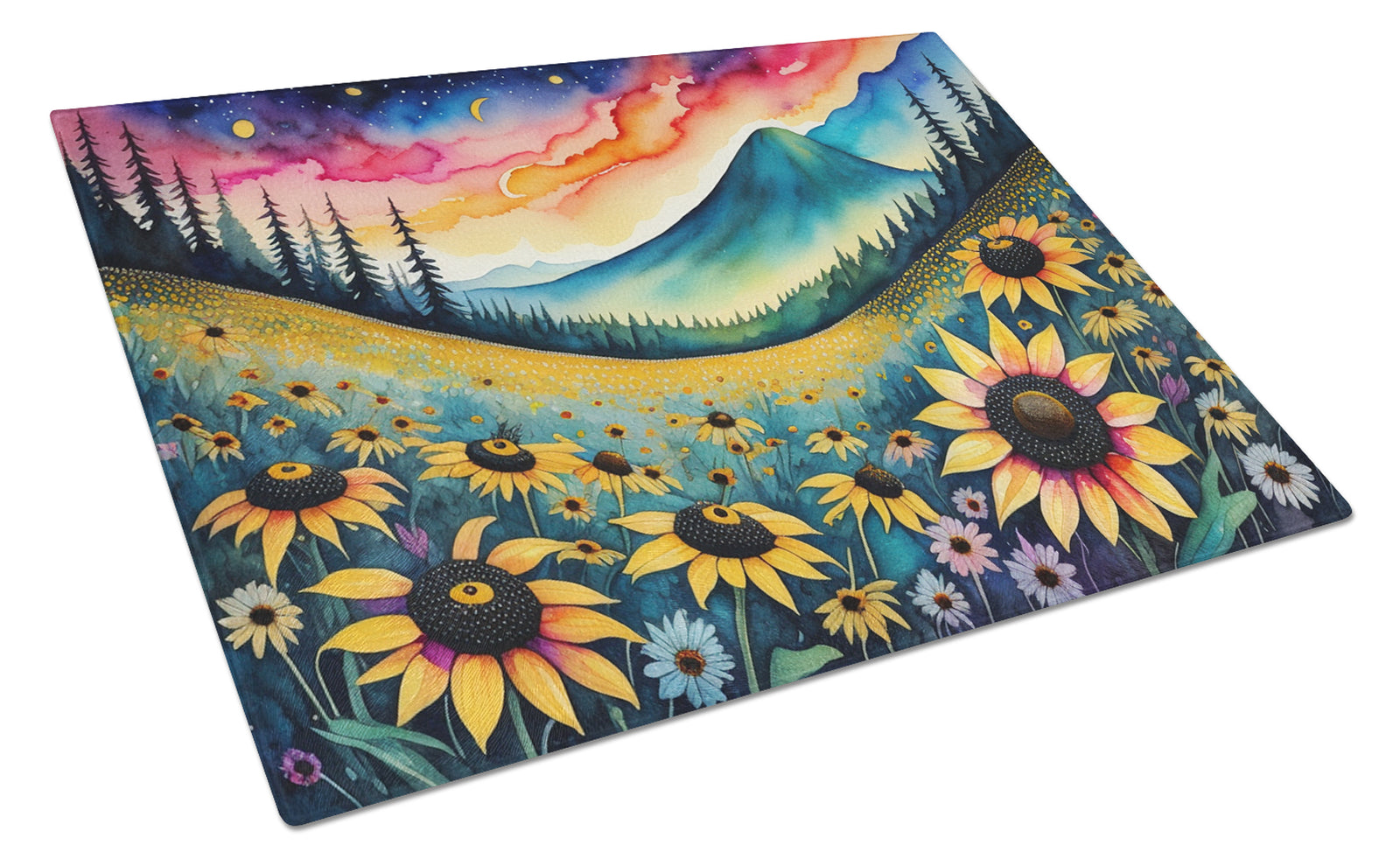 Buy this Black-eyed Susans in Color Glass Cutting Board Large