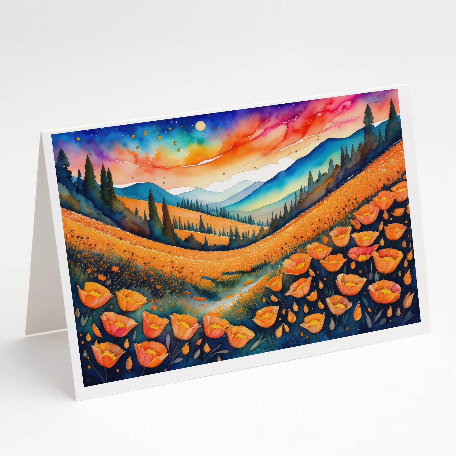 Buy this California Poppies in Color Greeting Cards and Envelopes Pack of 8