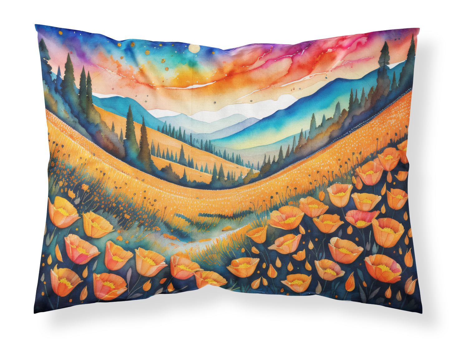Buy this California Poppies in Color Fabric Standard Pillowcase