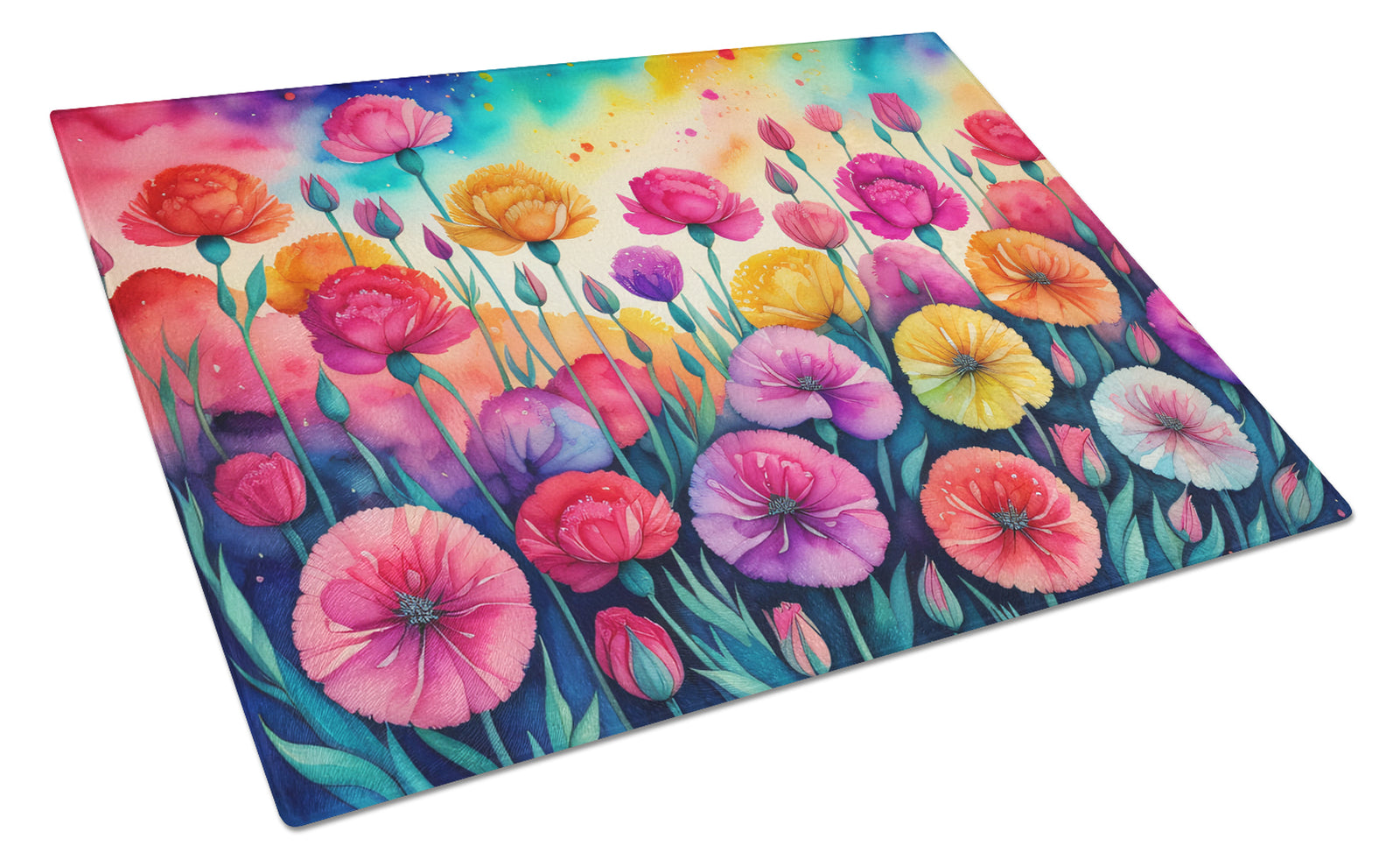 Buy this Carnations in Color Glass Cutting Board Large