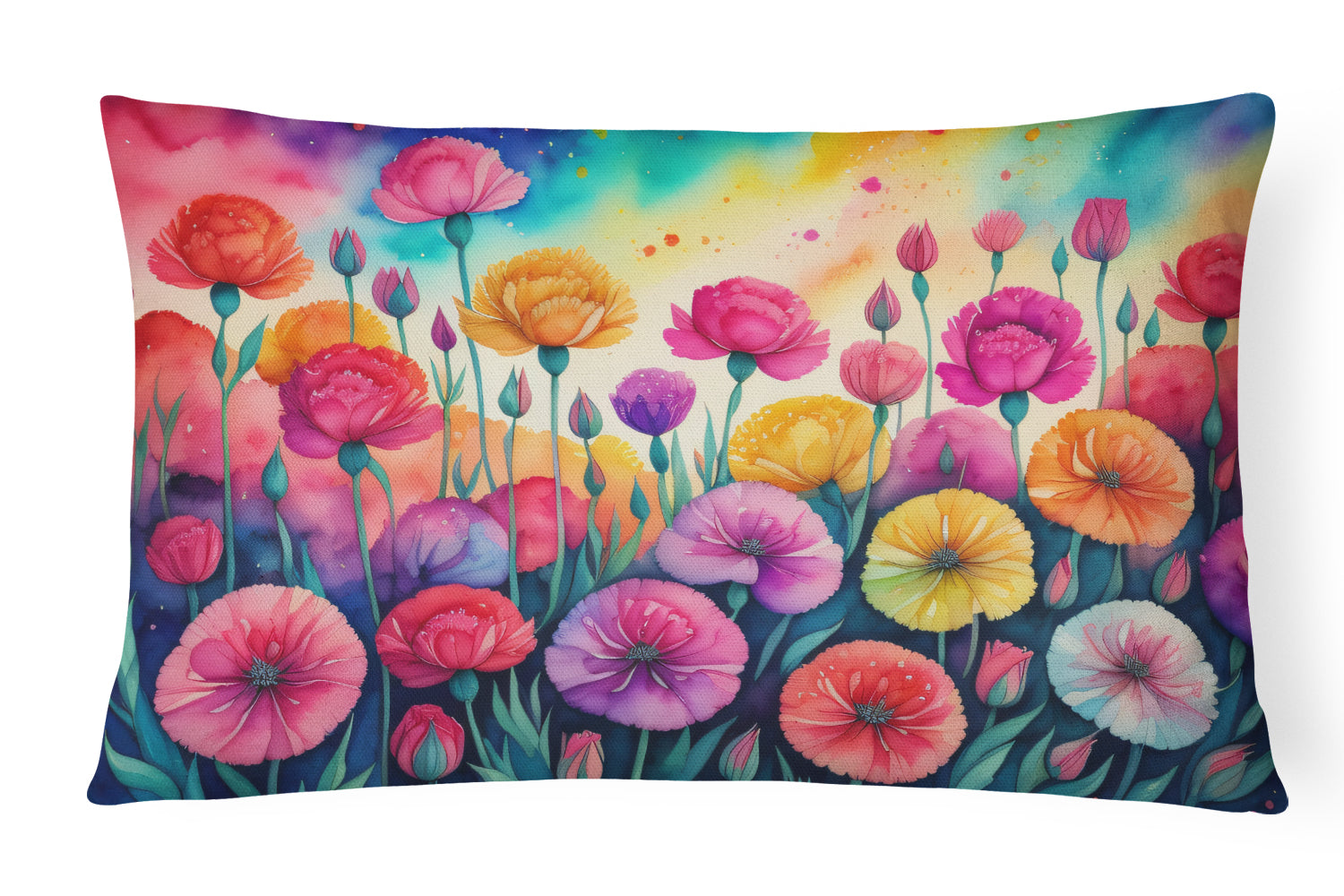 Buy this Carnations in Color Fabric Decorative Pillow