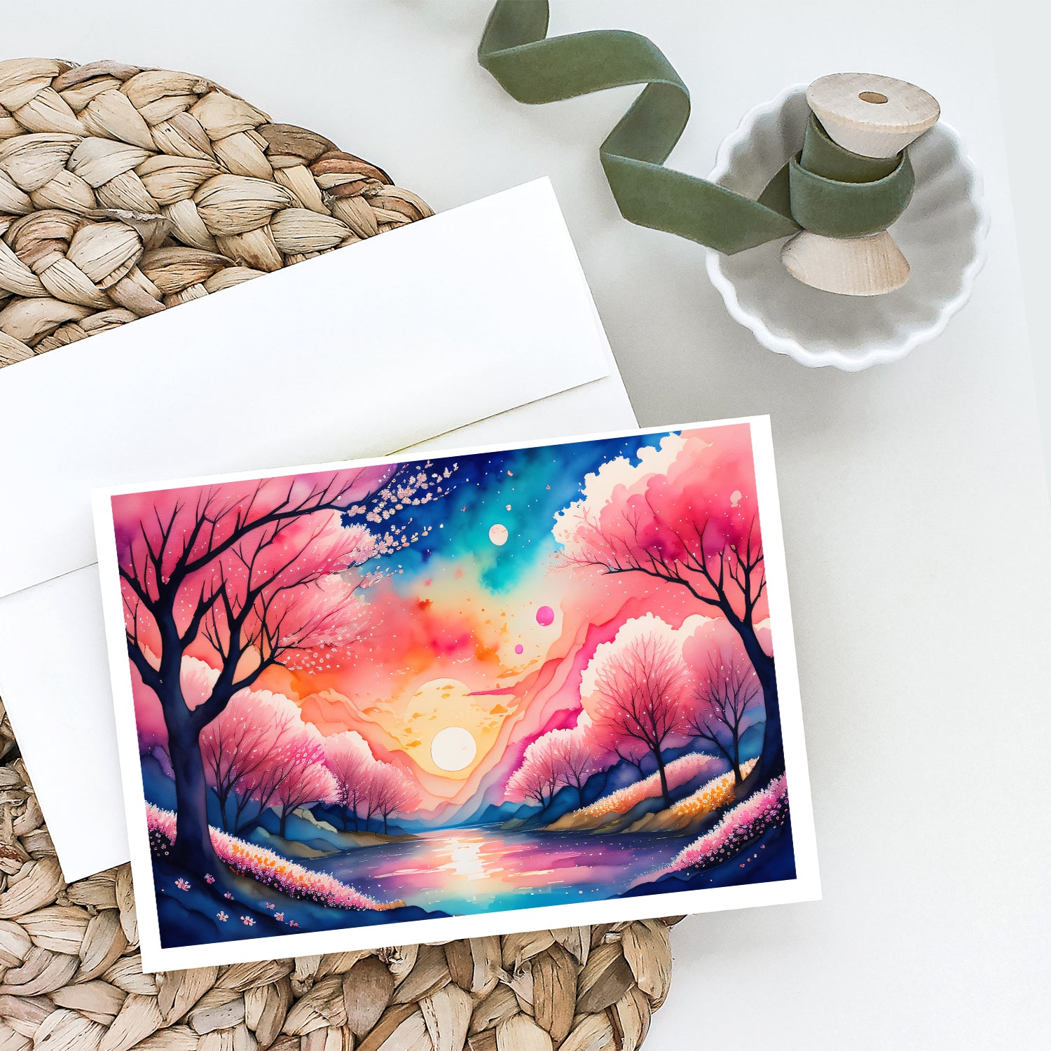 Buy this Cherry Blossom in Color Greeting Cards and Envelopes Pack of 8
