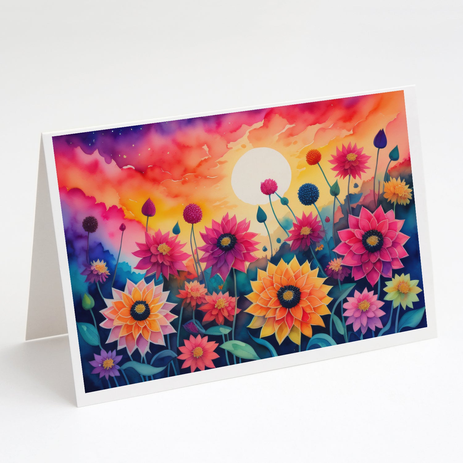 Buy this Dahlias in Color Greeting Cards and Envelopes Pack of 8