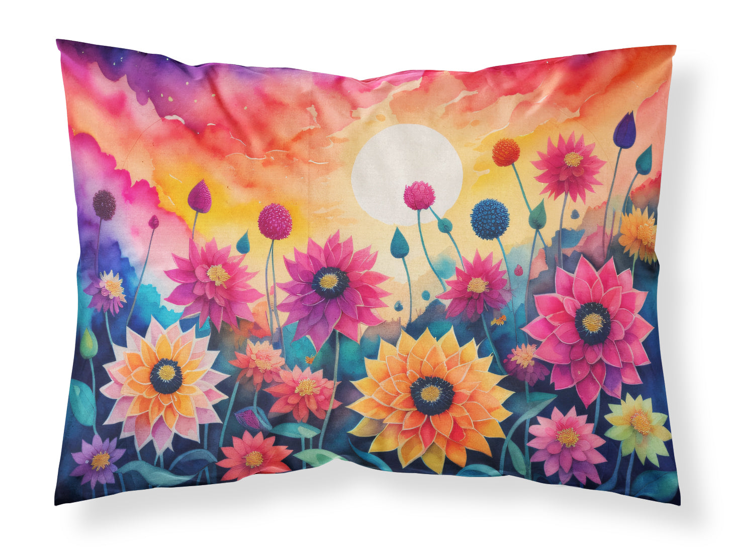 Buy this Dahlias in Color Fabric Standard Pillowcase