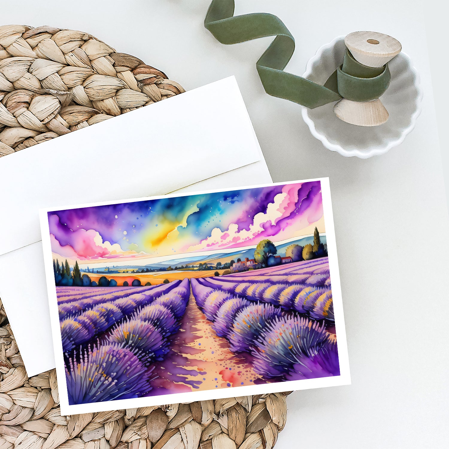 Buy this English Lavender in Color Greeting Cards and Envelopes Pack of 8