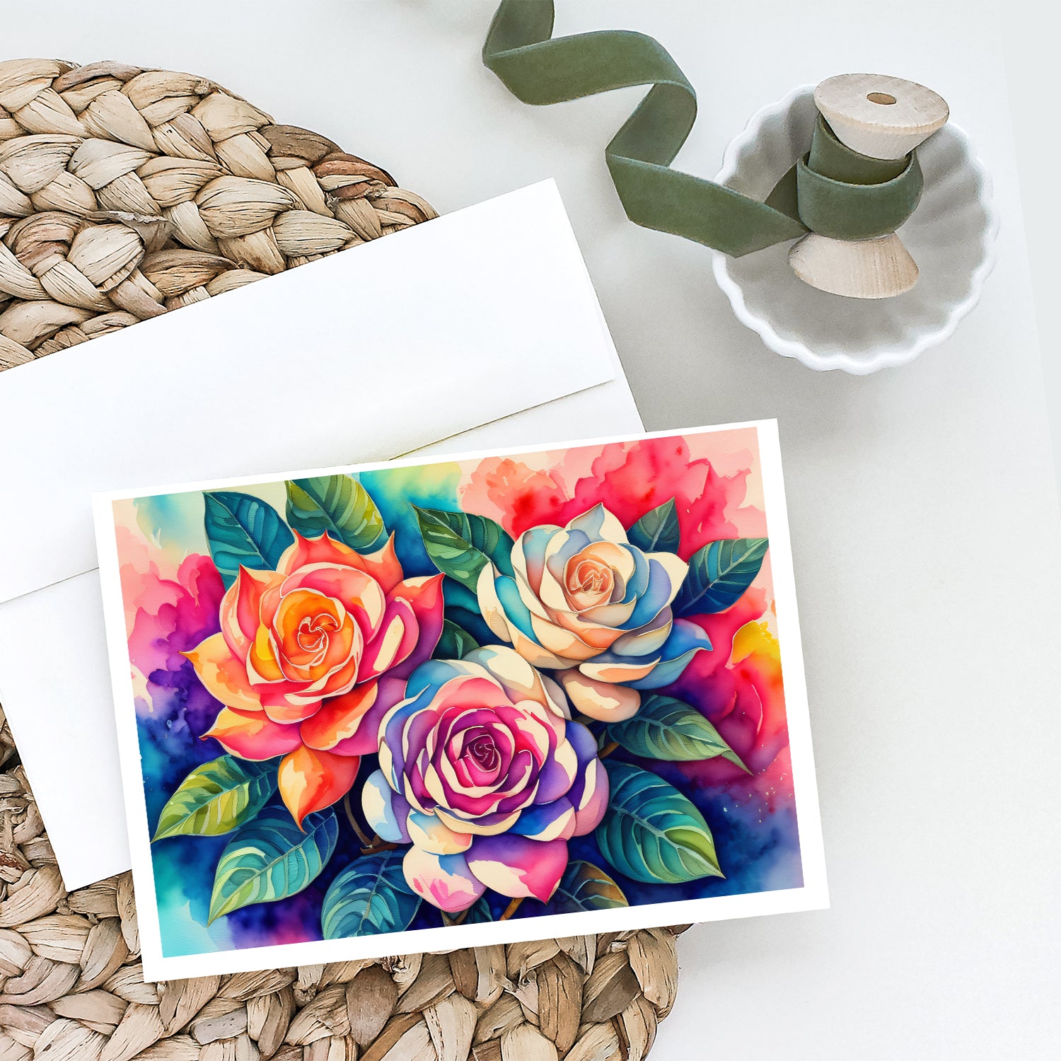 Buy this Gardenias in Color Greeting Cards and Envelopes Pack of 8