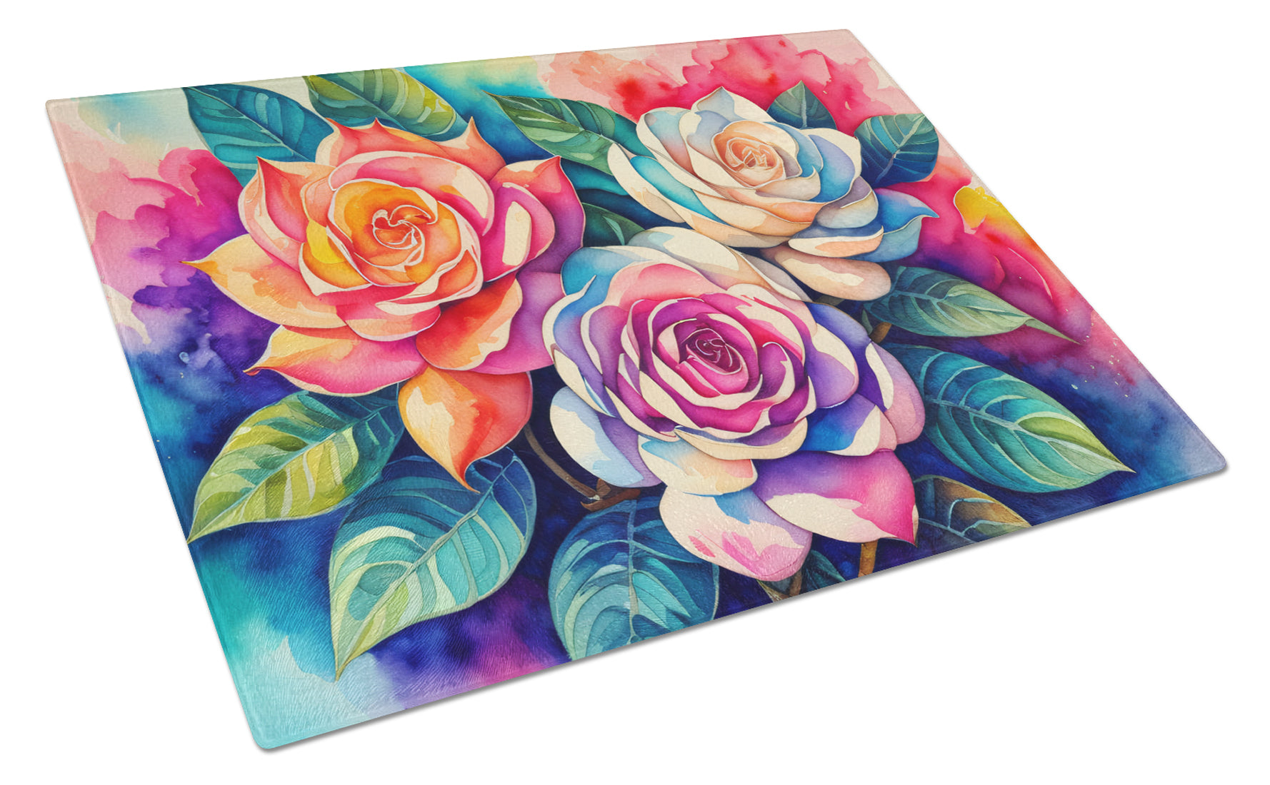 Buy this Gardenias in Color Glass Cutting Board Large