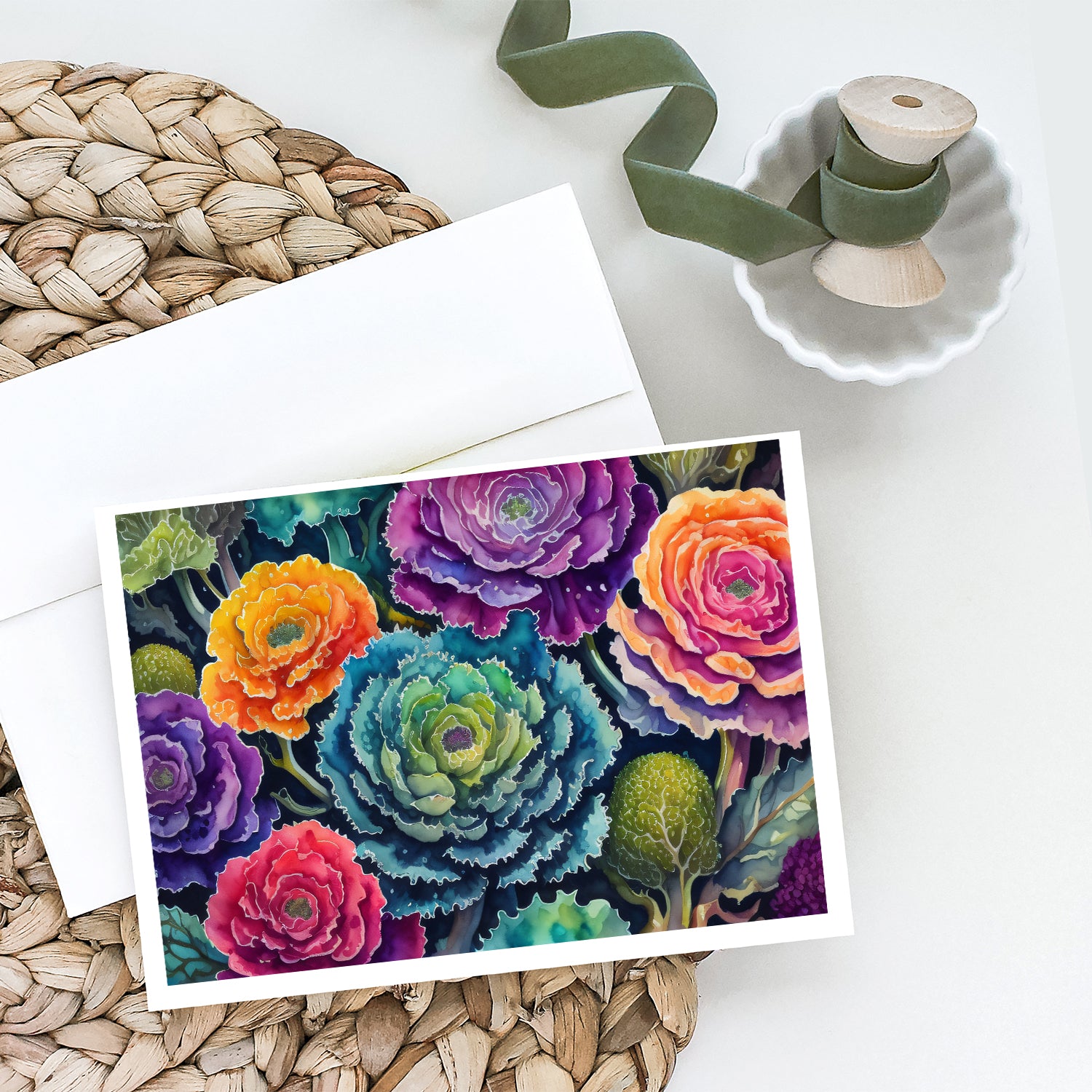 Buy this Ornamental Kale in Color Greeting Cards and Envelopes Pack of 8