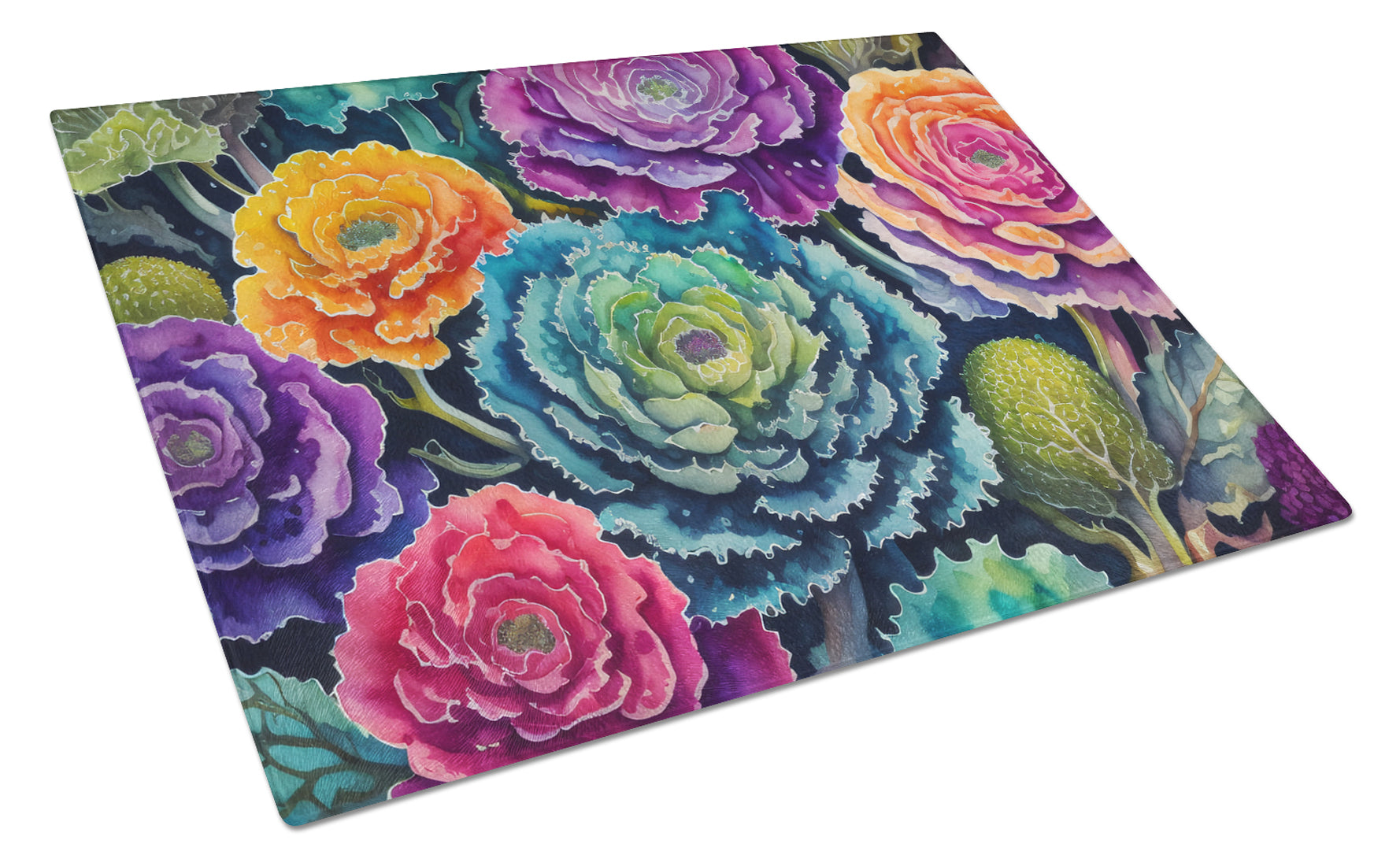 Buy this Ornamental Kale in Color Glass Cutting Board Large