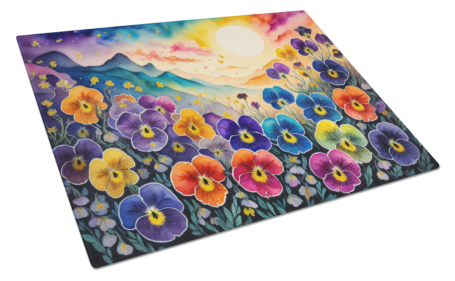 Buy this Pansies in Color Glass Cutting Board Large