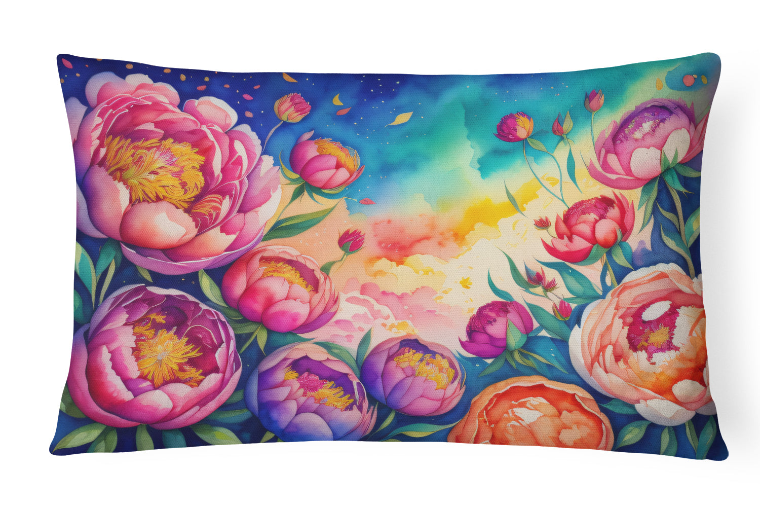 Buy this Peonies in Color Fabric Decorative Pillow