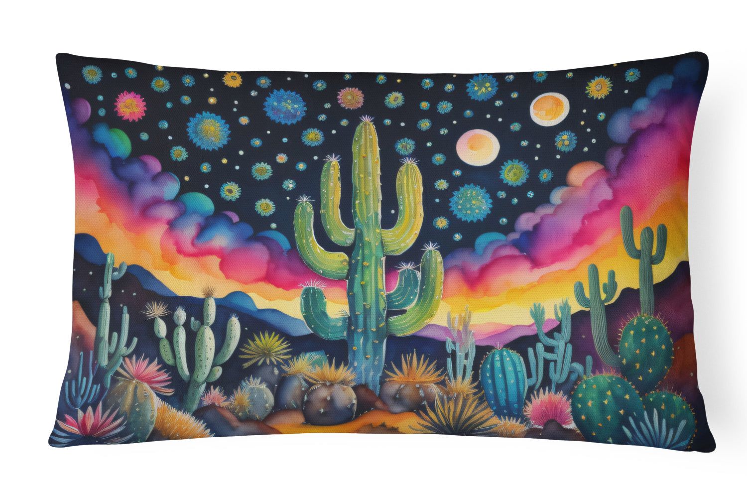 Buy this Queen of the Night Cactus in Color Fabric Decorative Pillow