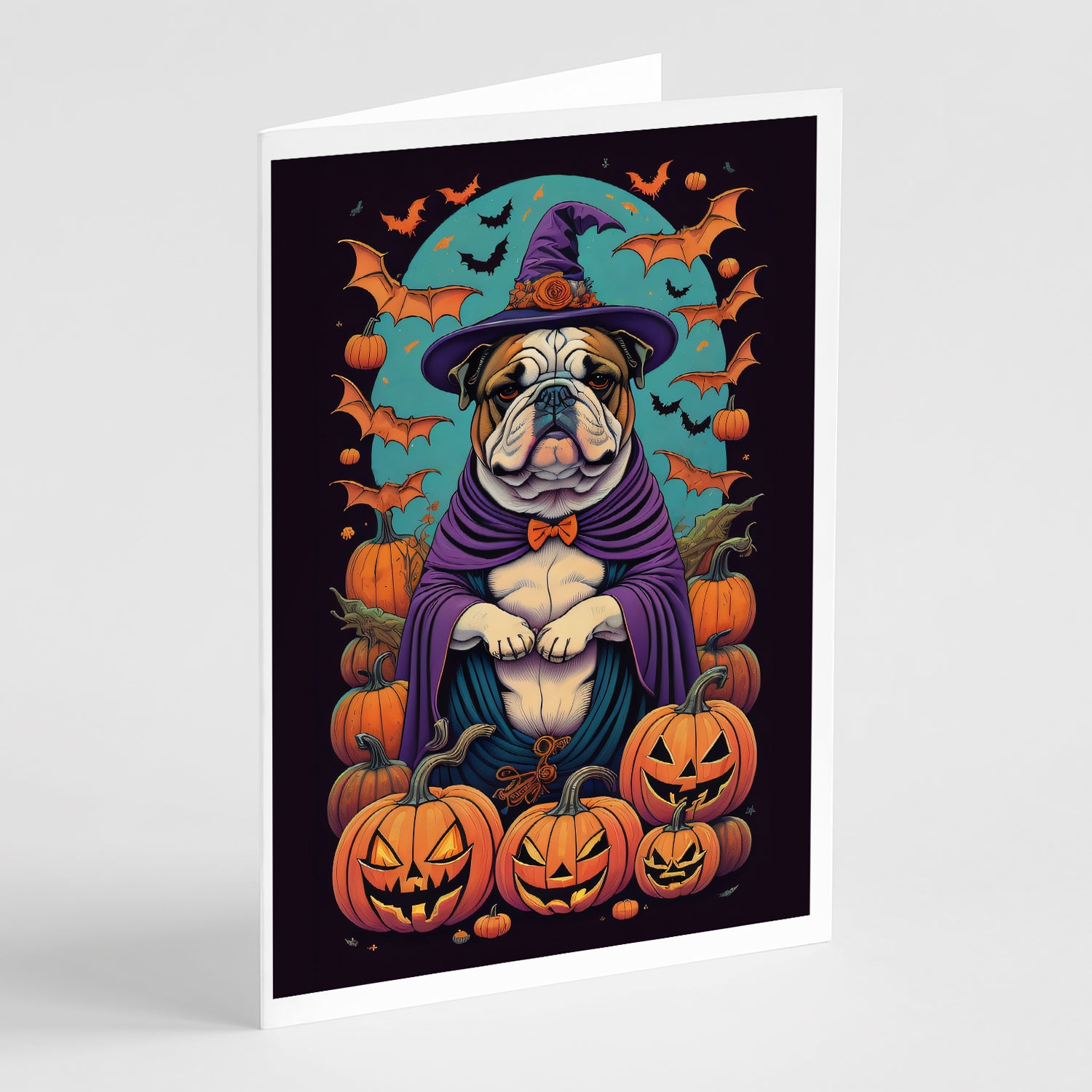 Buy this English Bulldog Witchy Halloween Greeting Cards and Envelopes Pack of 8
