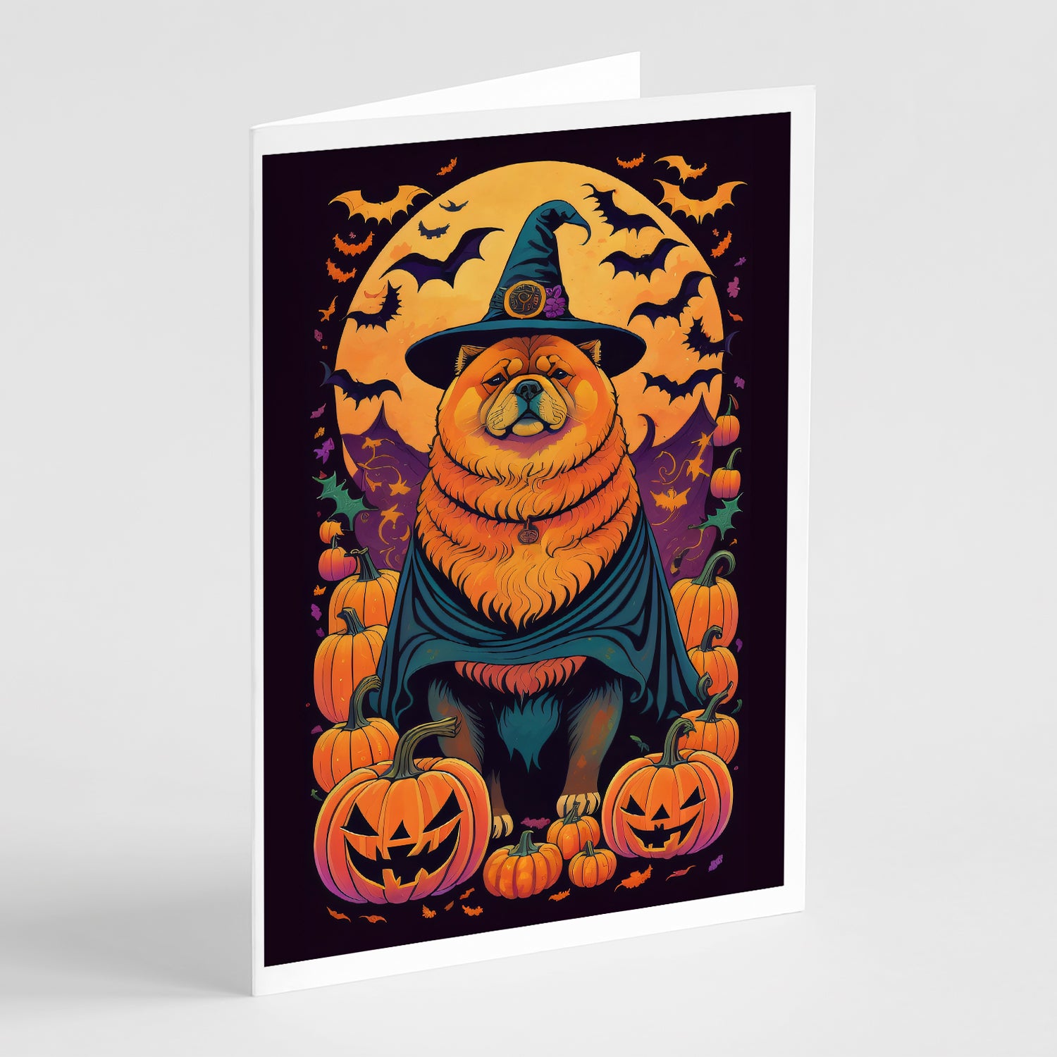 Buy this Chow Chow Witchy Halloween Greeting Cards and Envelopes Pack of 8