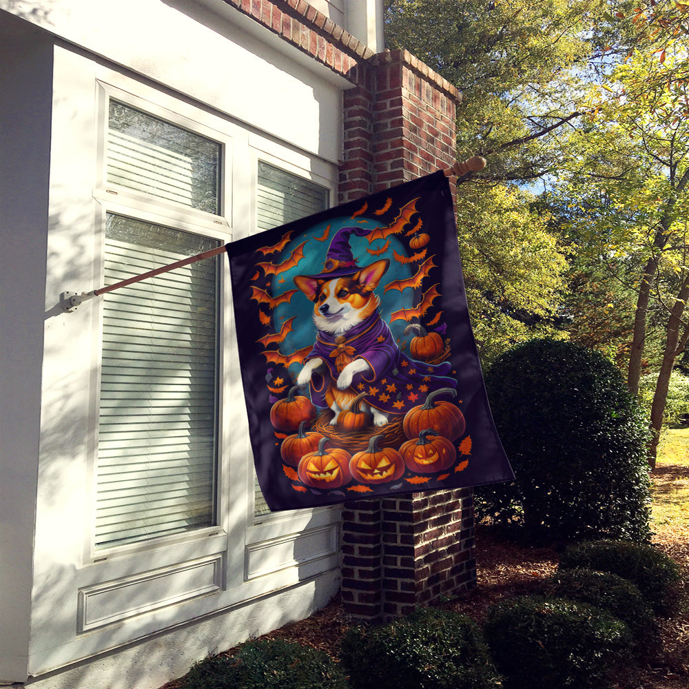 Corgi Witchy Halloween House Flag