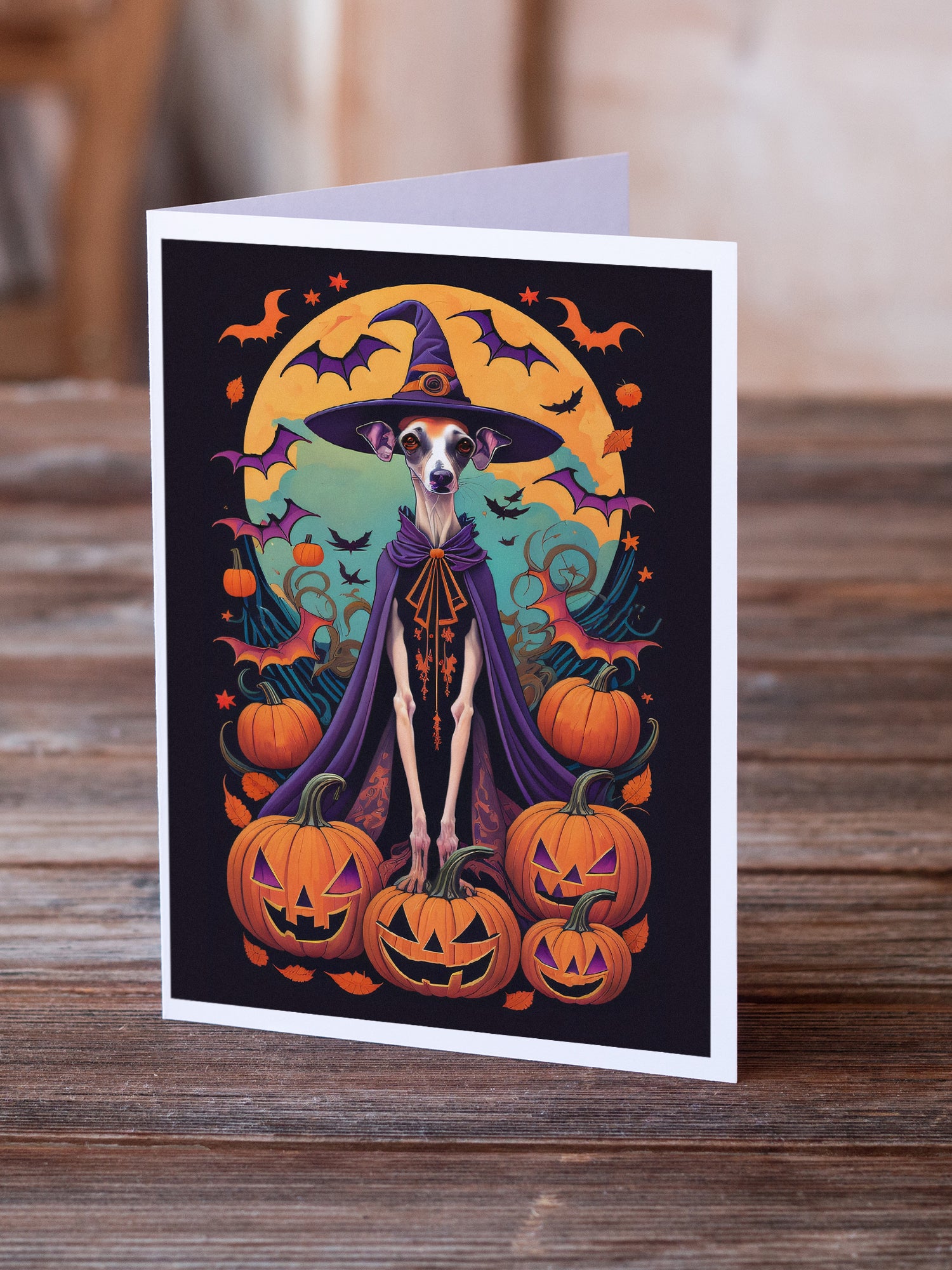 Buy this Italian Greyhound Witchy Halloween Greeting Cards and Envelopes Pack of 8