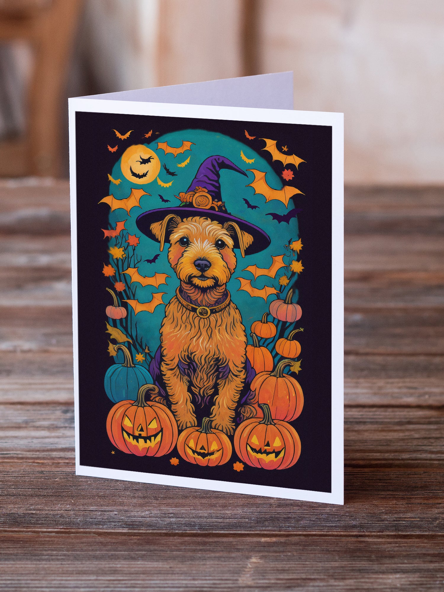 Buy this Lakeland Terrier Witchy Halloween Greeting Cards and Envelopes Pack of 8