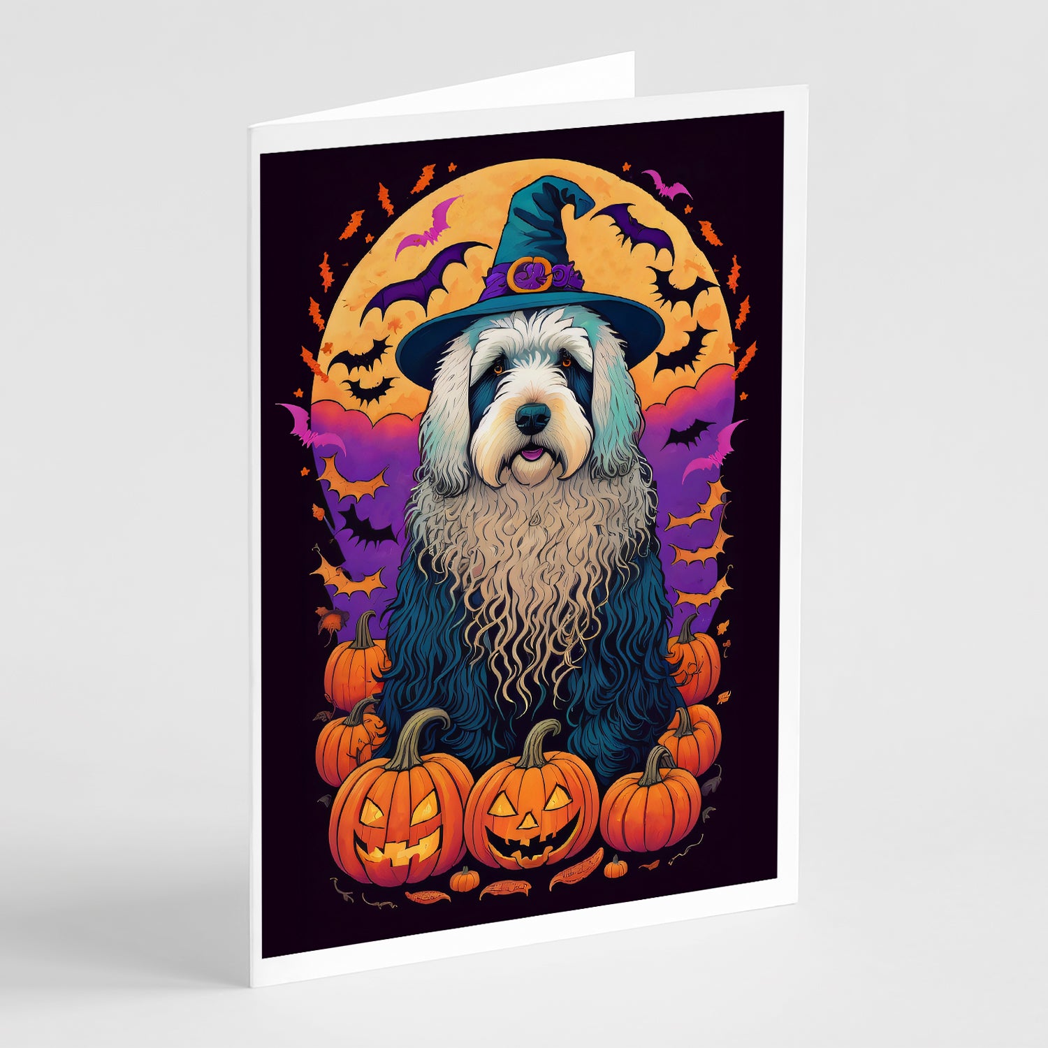 Buy this Old English Sheepdog Witchy Halloween Greeting Cards and Envelopes Pack of 8