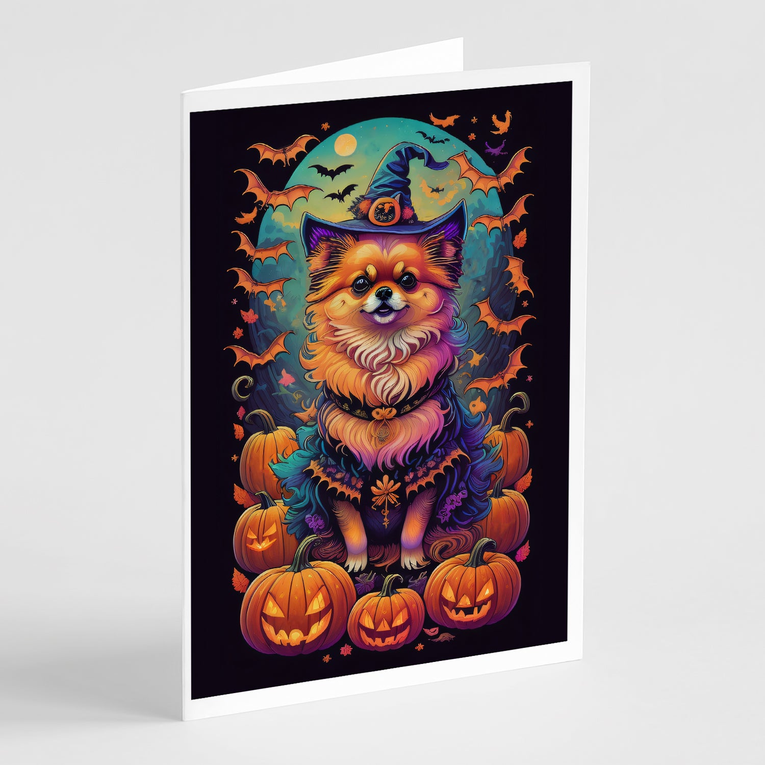 Buy this Pomeranian Witchy Halloween Greeting Cards and Envelopes Pack of 8