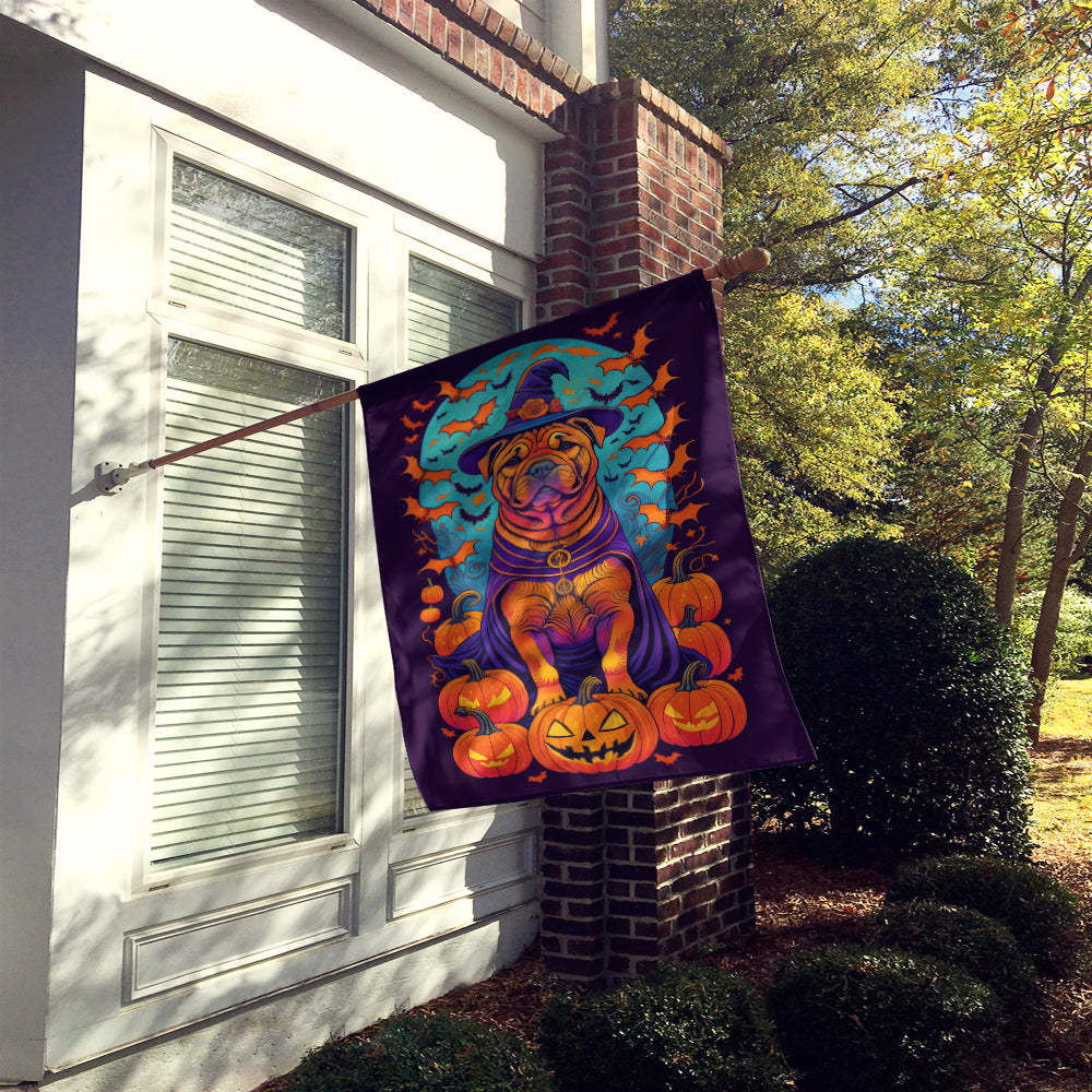 Buy this Shar Pei Witchy Halloween House Flag