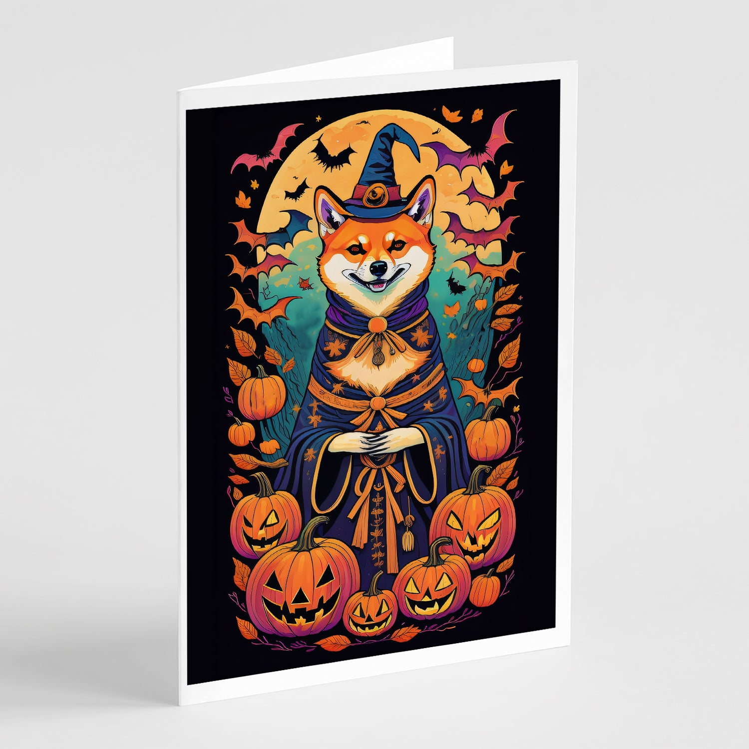 Buy this Shiba Inu Witchy Halloween Greeting Cards and Envelopes Pack of 8