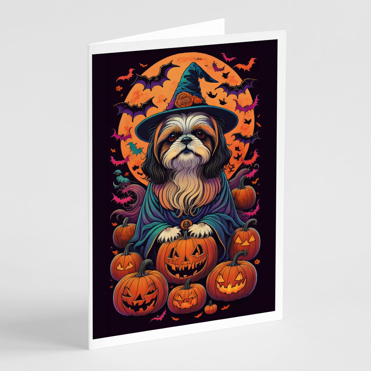 Buy this Shih Tzu Witchy Halloween Greeting Cards and Envelopes Pack of 8